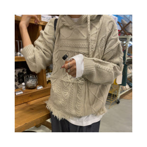 hood cablepatchknit