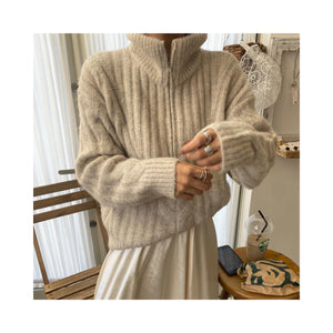 halfzip ribcable knit