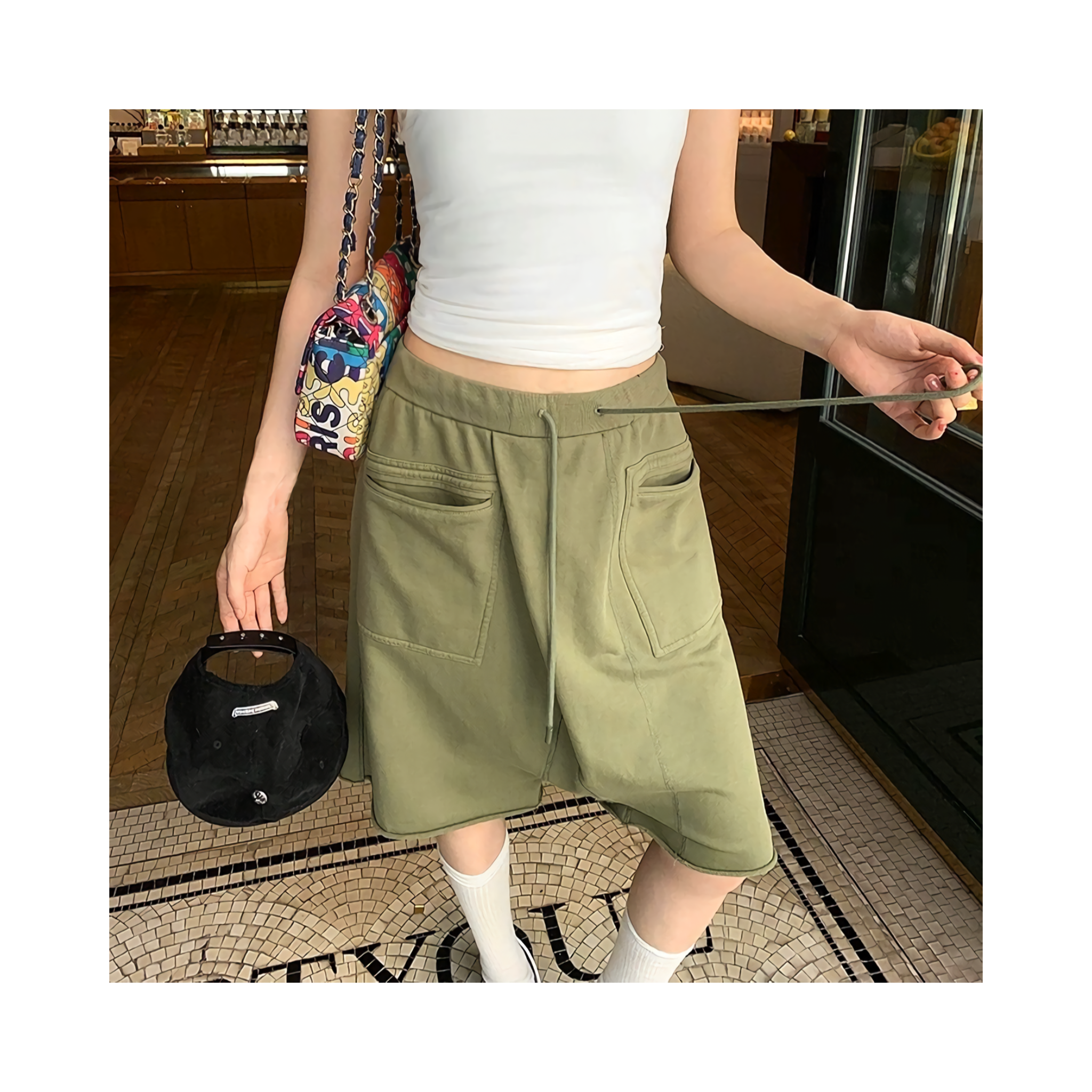 loose carghalf pants