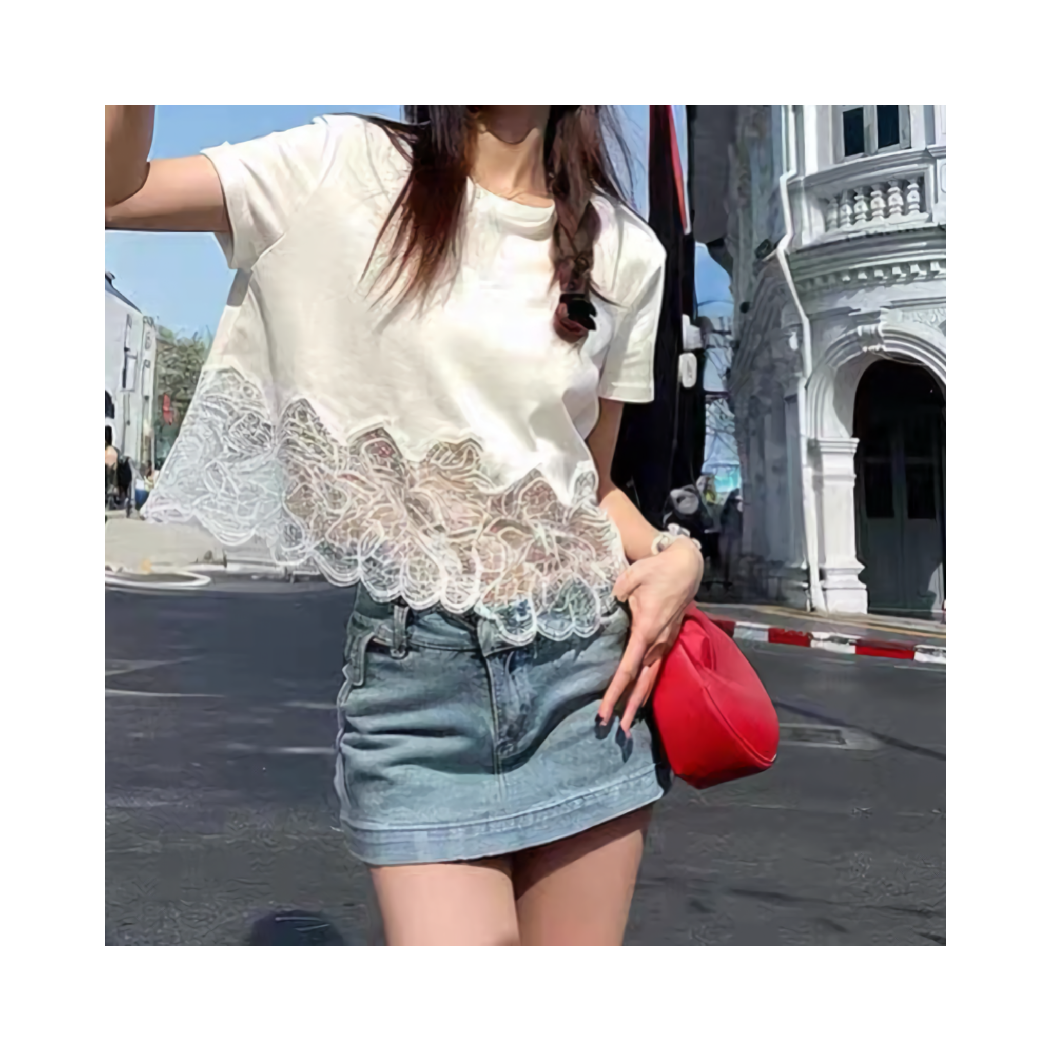 short laceTshirt