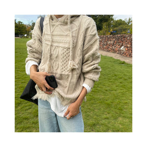 hood cablepatchknit