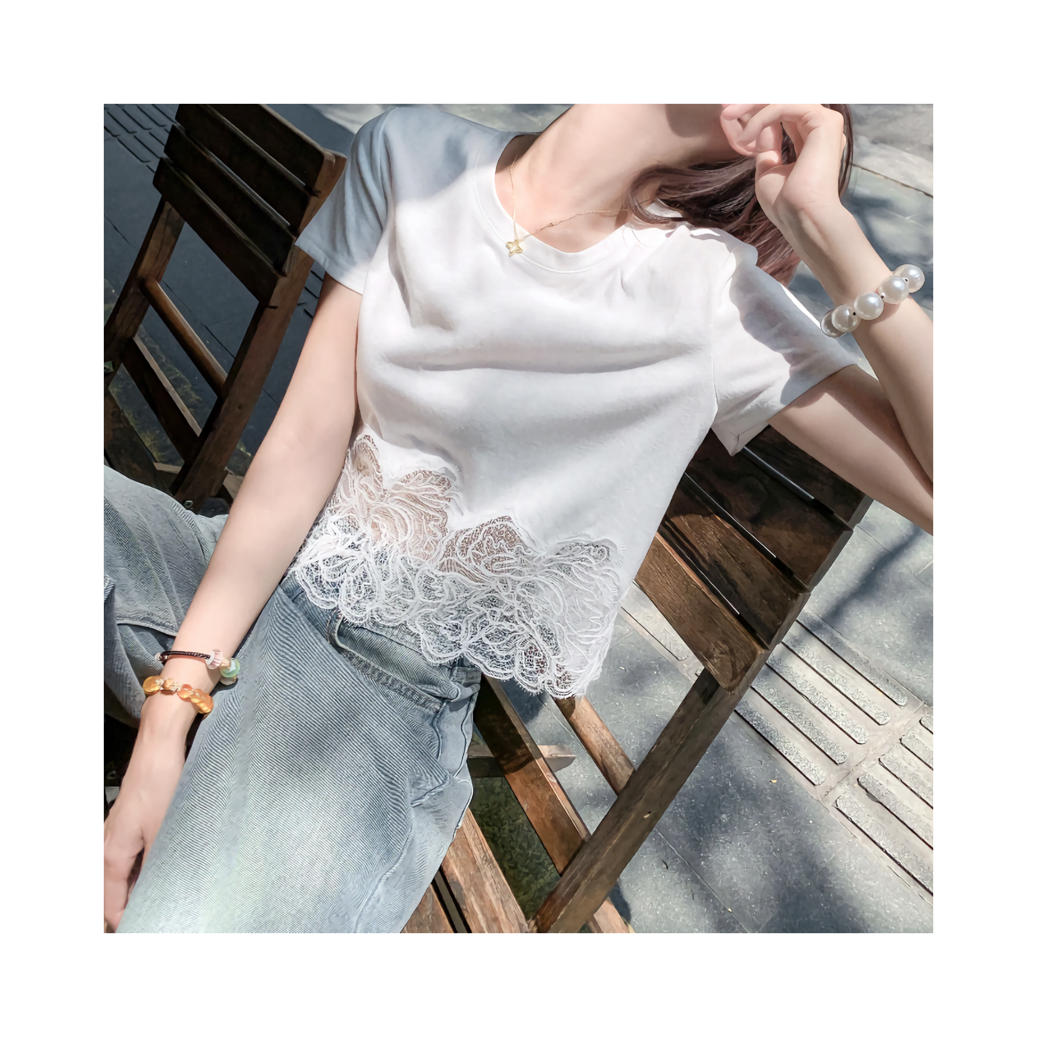 short laceTshirt