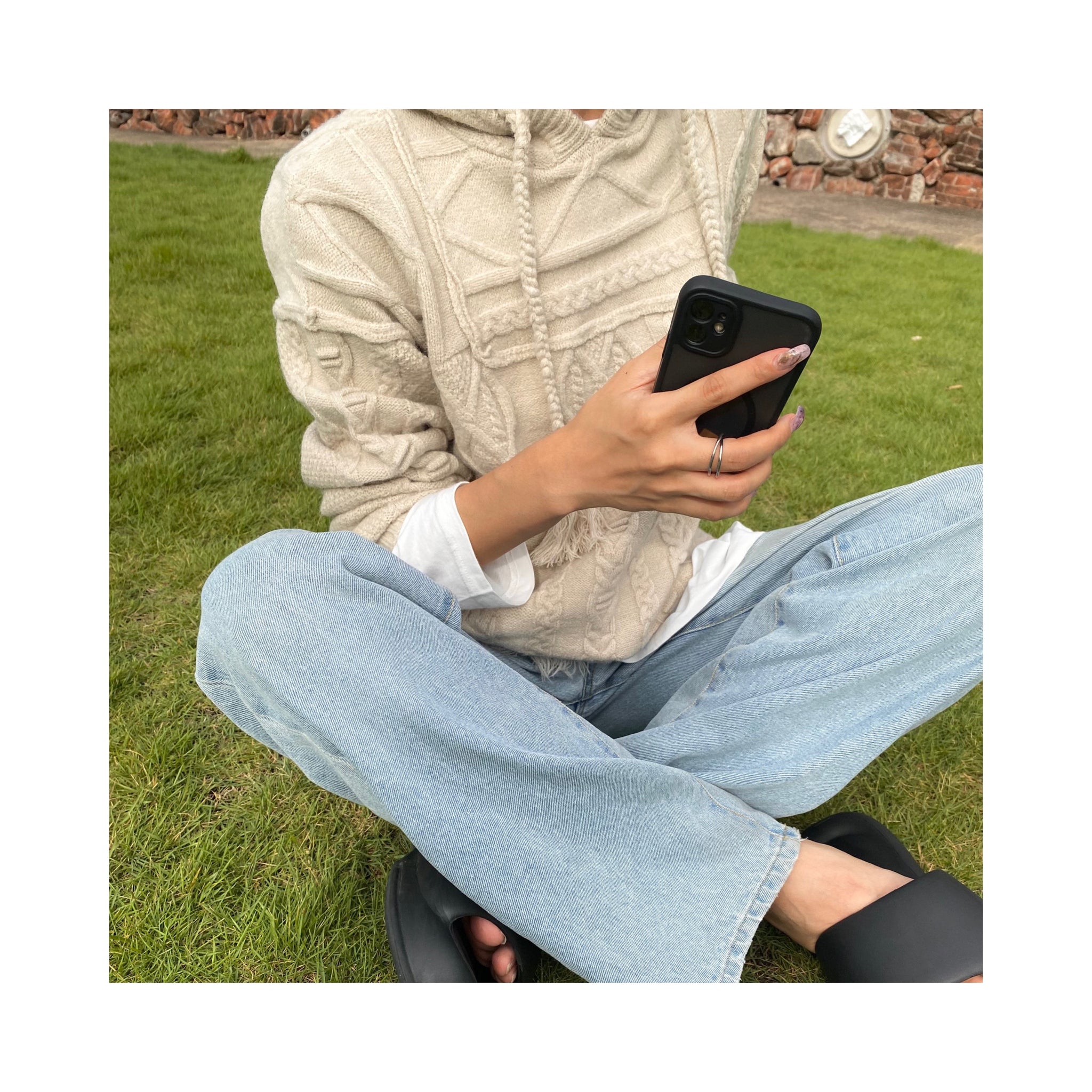 hood cablepatchknit