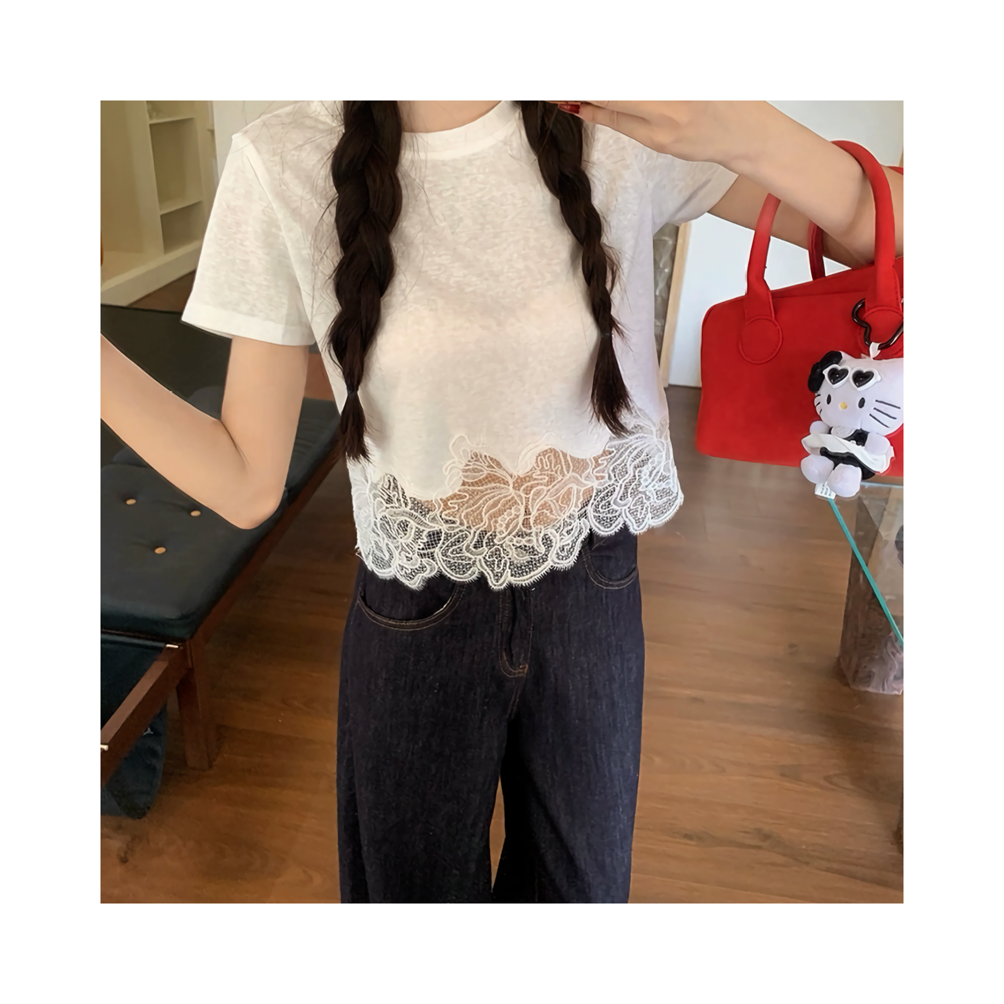 short laceTshirt