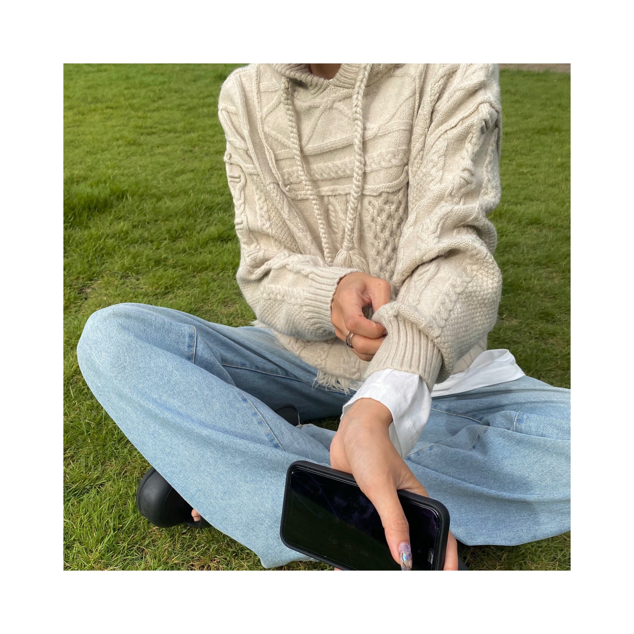 hood cablepatchknit