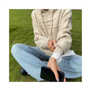 hood cablepatchknit