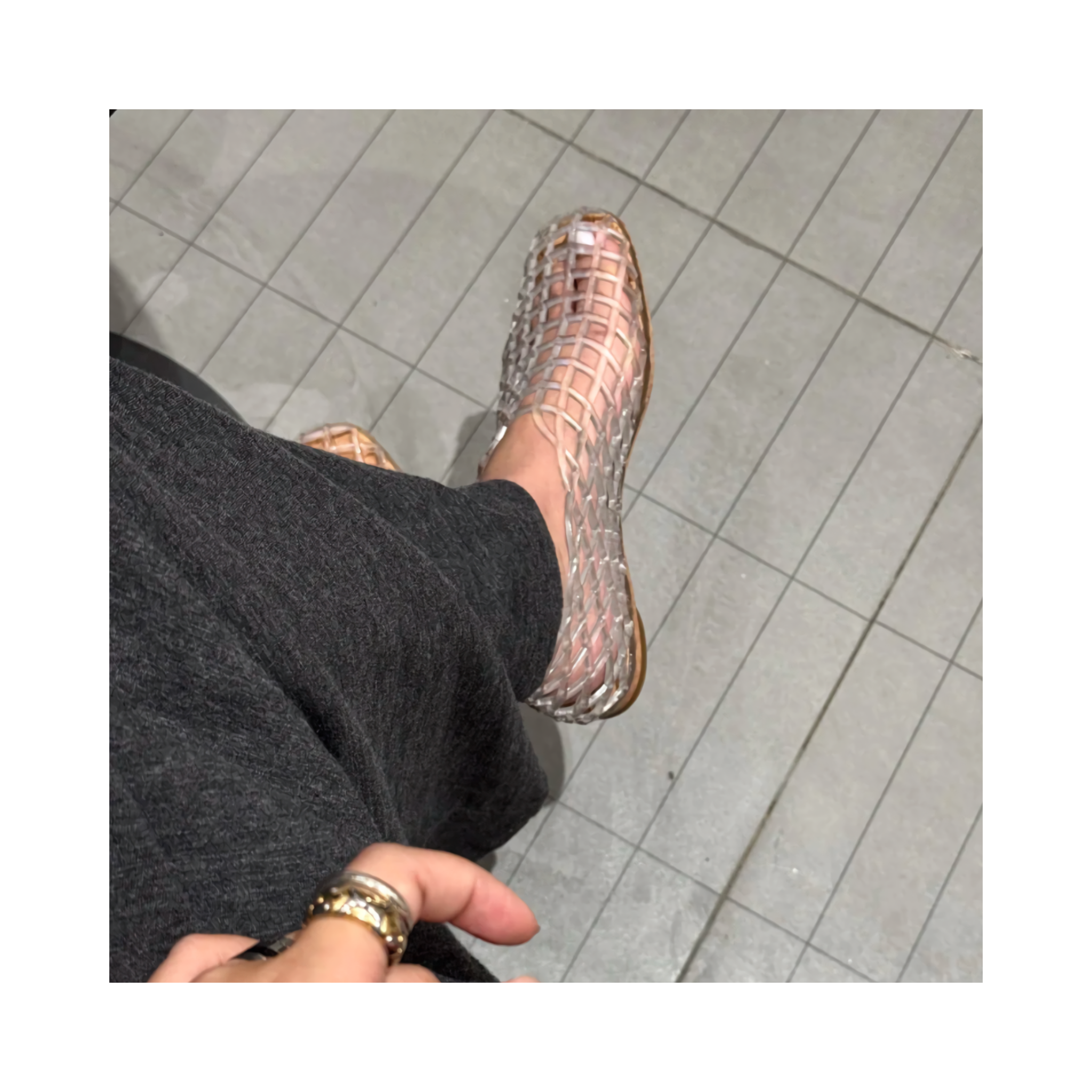 Woven jelly sandals