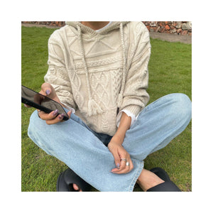 hood cablepatchknit