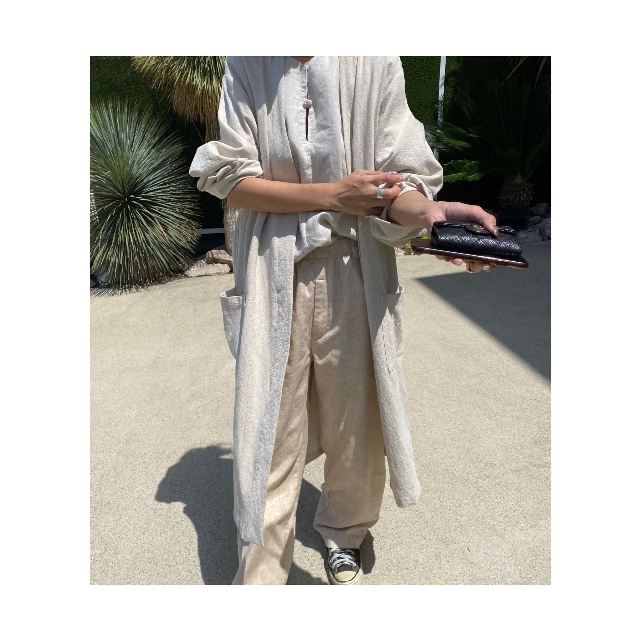 .simple linen gown