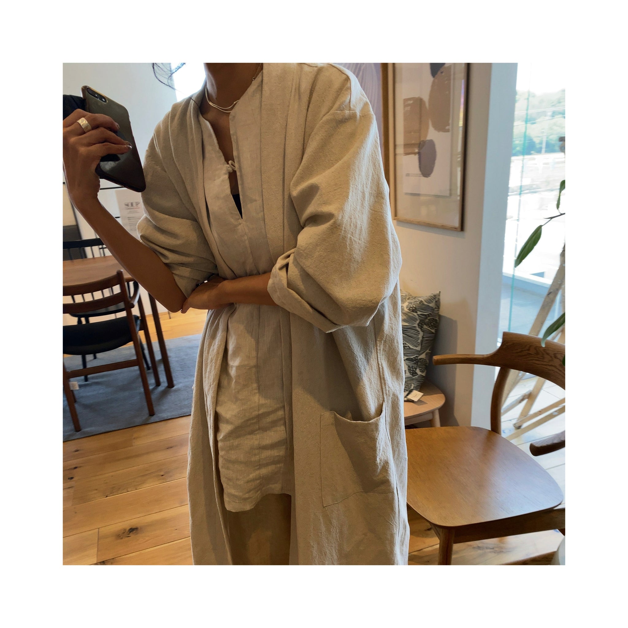 .simple linen gown