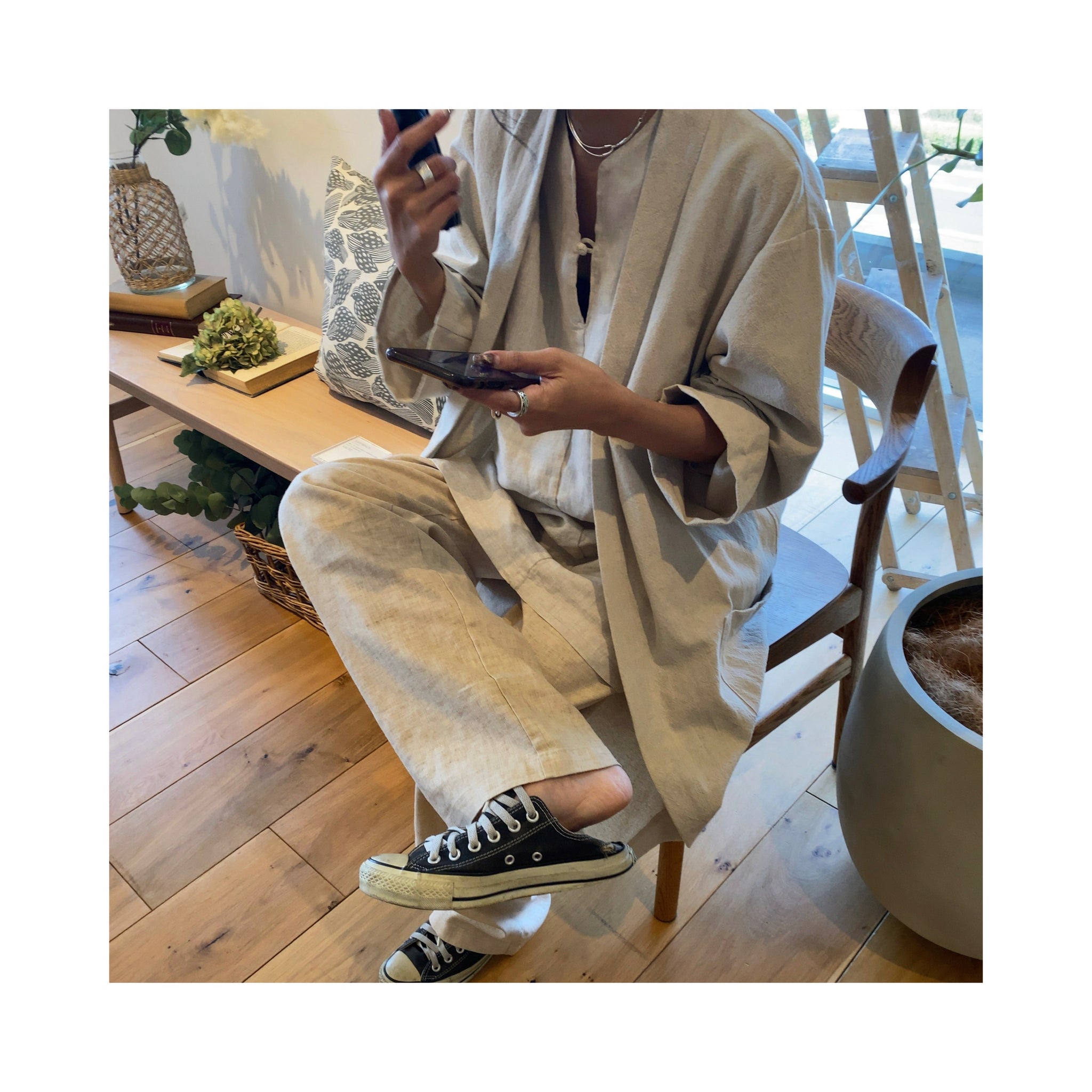 .simple linen gown