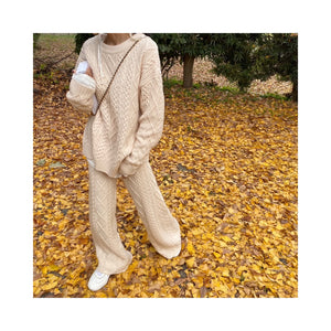 wool cable knit pants
