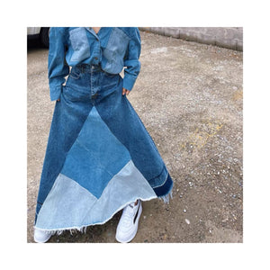 frin denim skirt