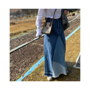 frin denim skirt