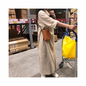 ORIGINAL linen long highneck shirtop
