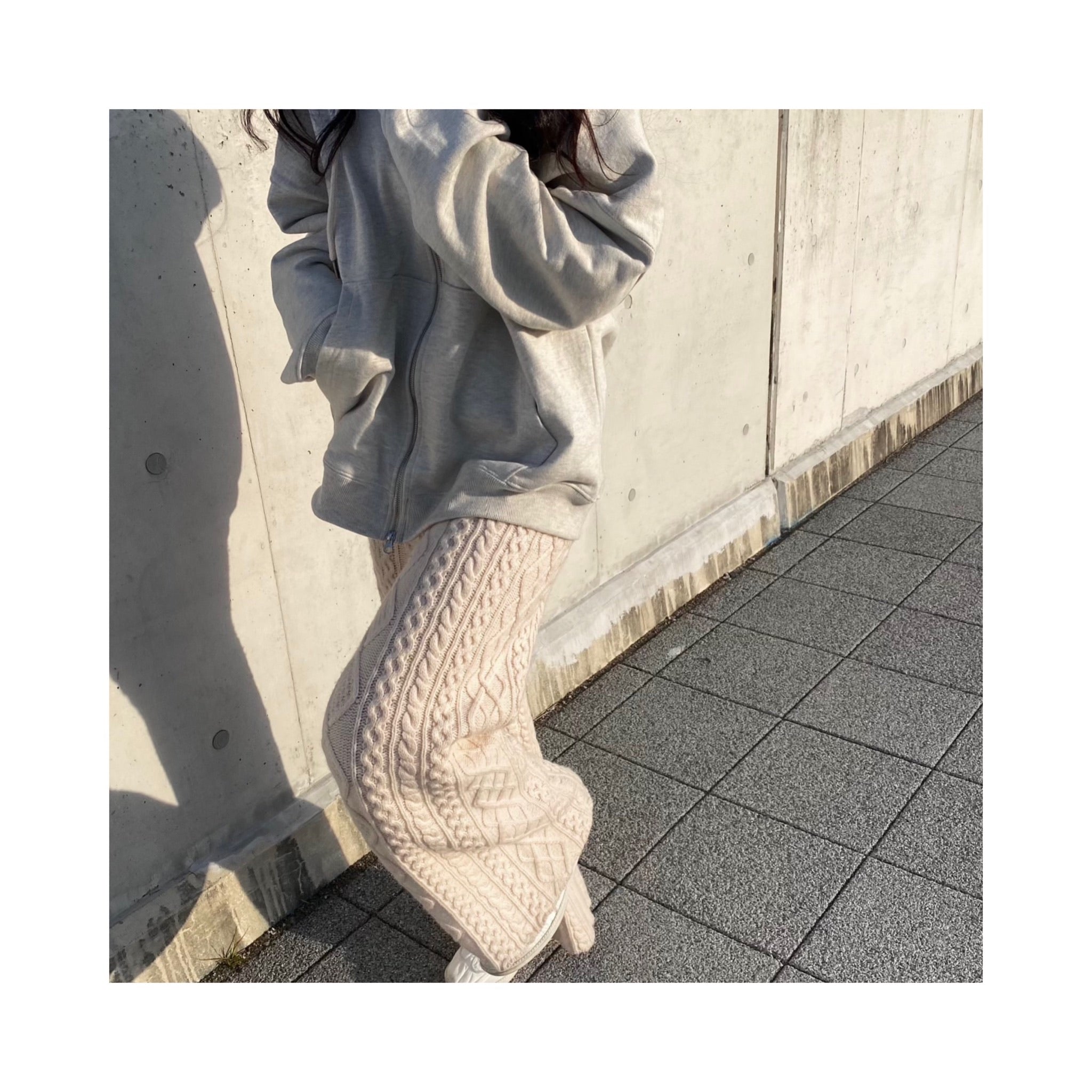 wool cable knit pants