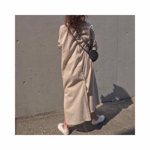 ORIGINAL linen long highneck shirtop