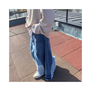 frin denim skirt