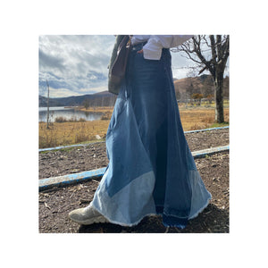 frin denim skirt