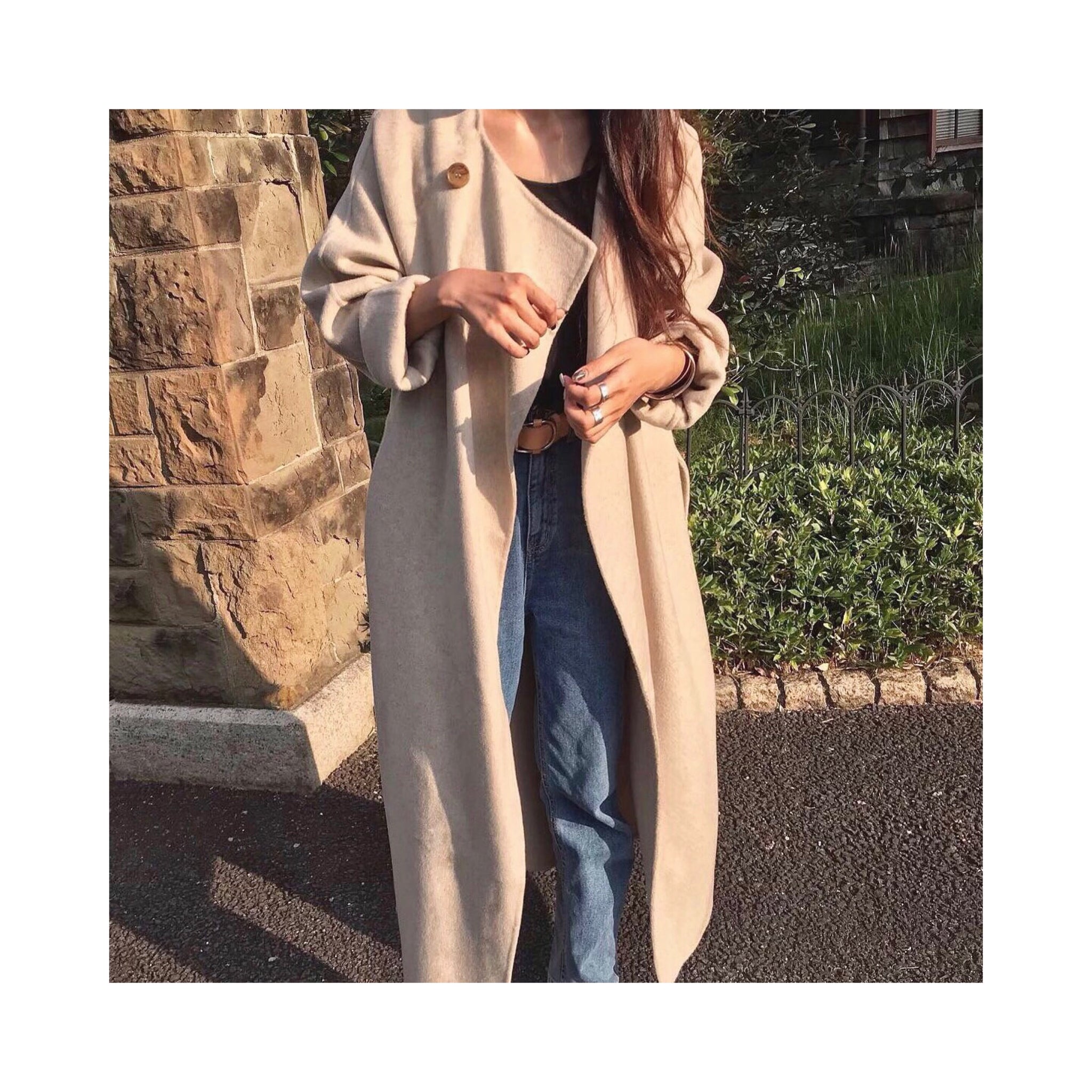 beige oatmeal handmade coat