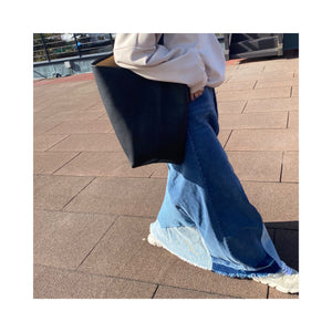 frin denim skirt