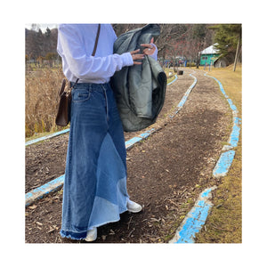 frin denim skirt