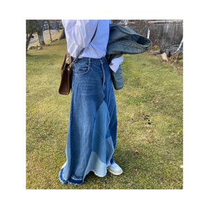 frin denim skirt