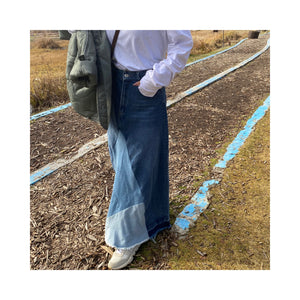 frin denim skirt