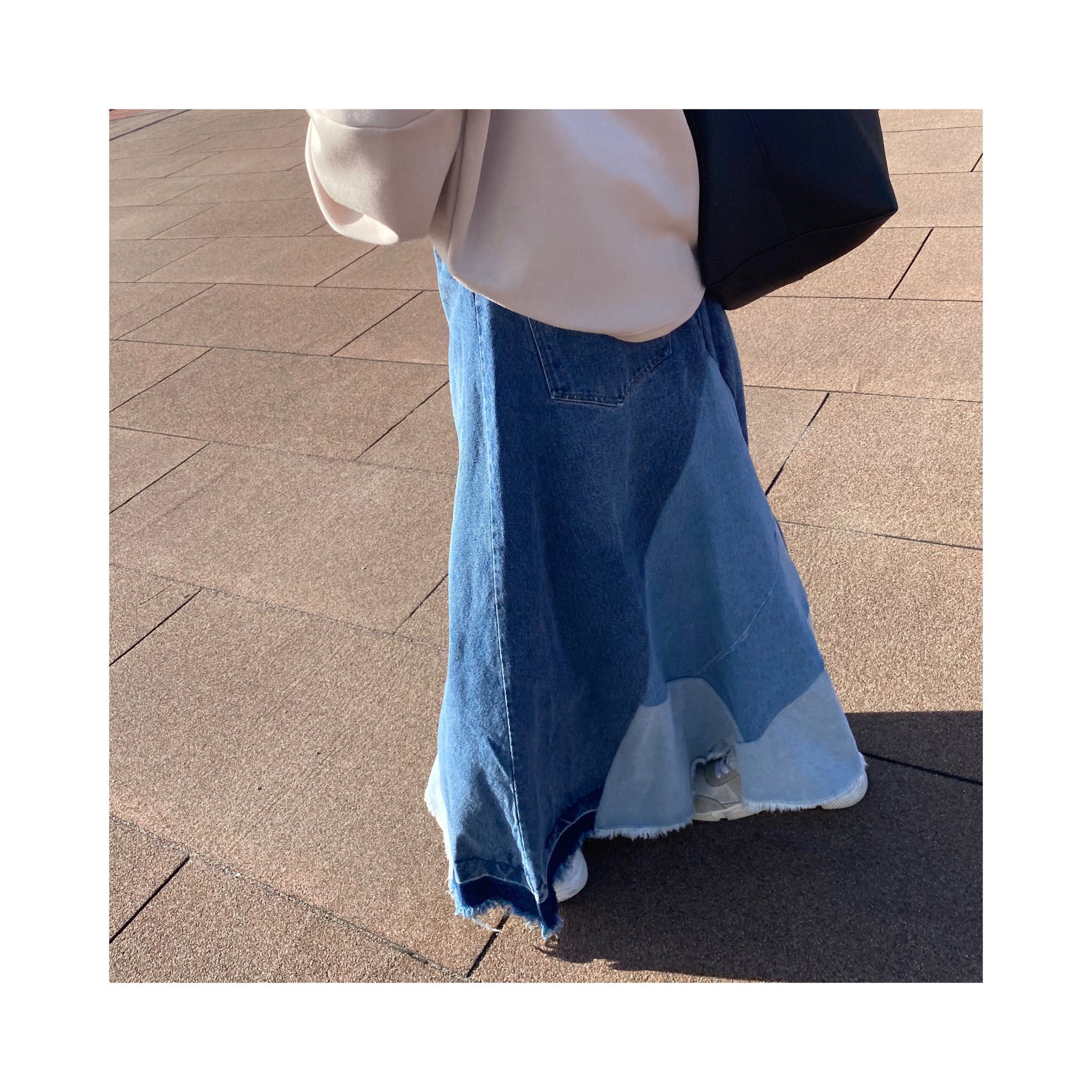 frin denim skirt