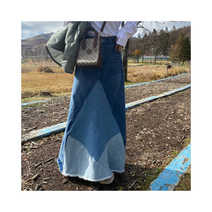 frin denim skirt