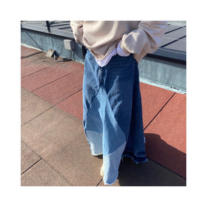 frin denim skirt