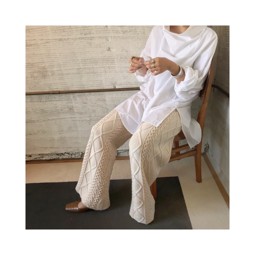 wool cable knit pants