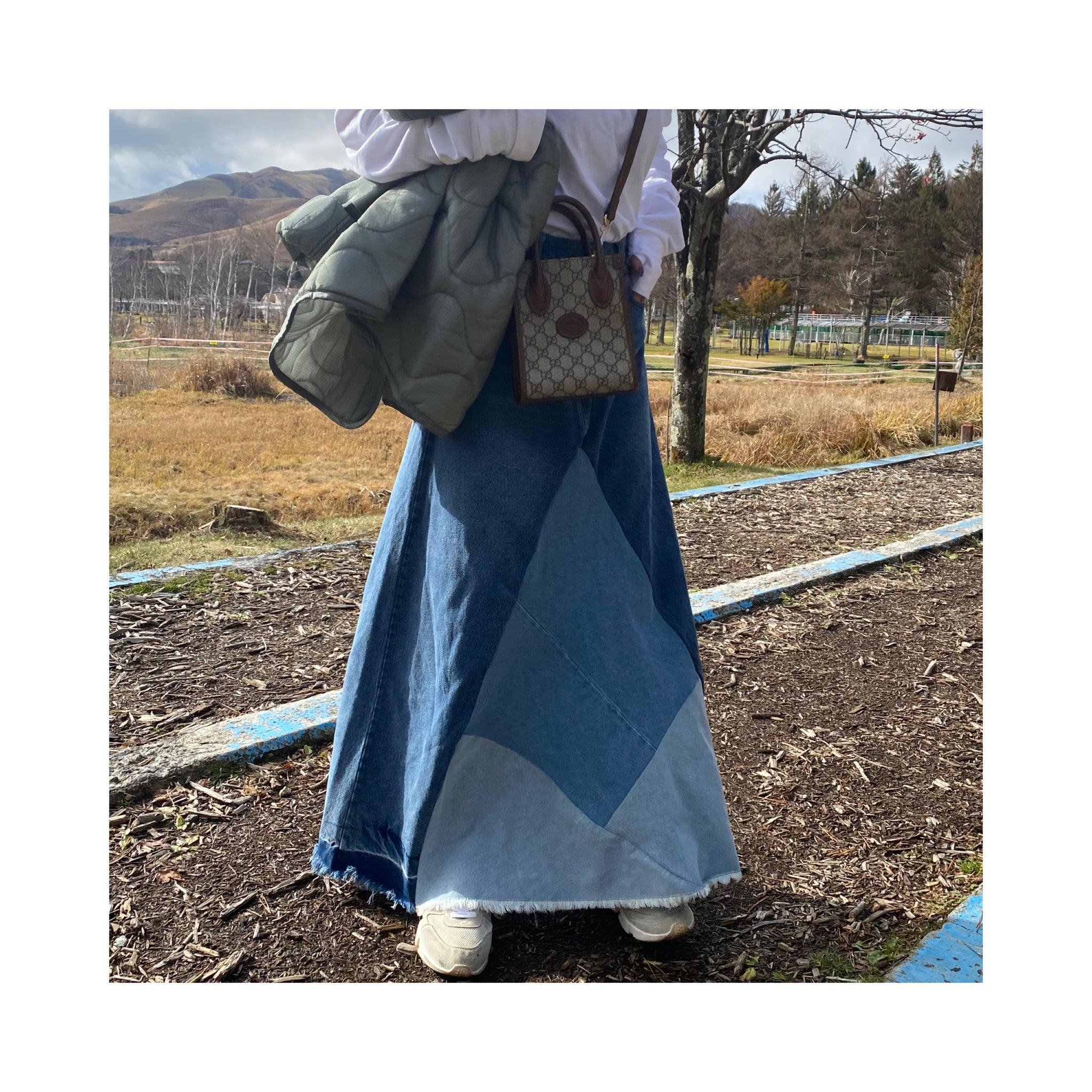 frin denim skirt