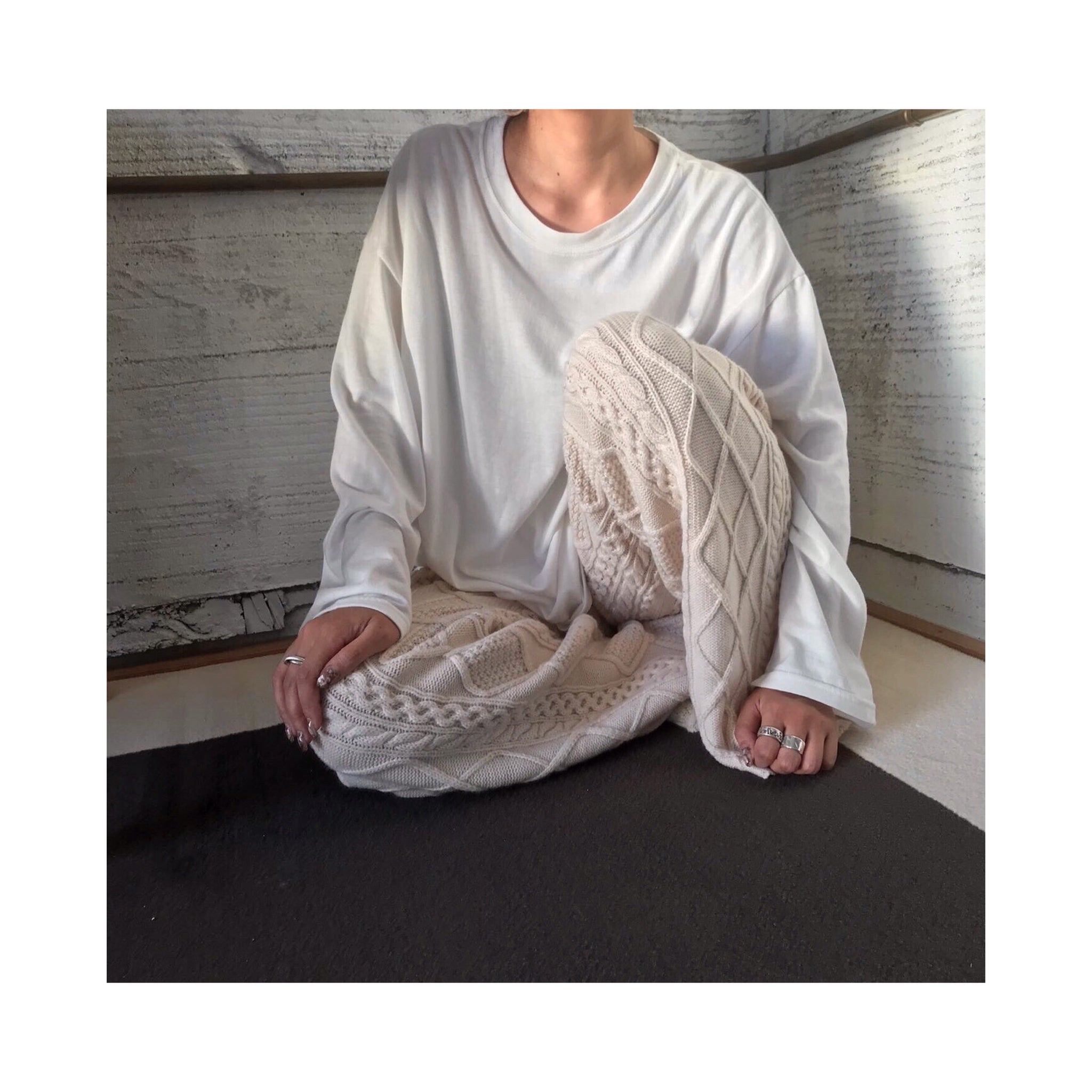 wool cable knit pants