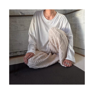 wool cable knit pants