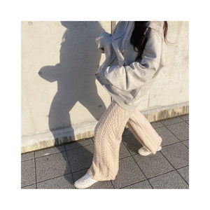 wool cable knit pants