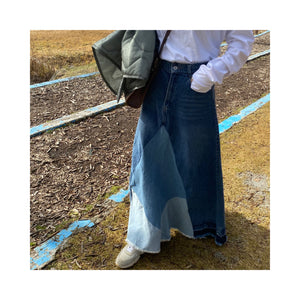 frin denim skirt