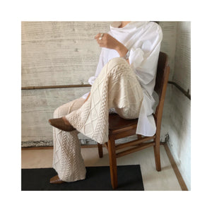wool cable knit pants