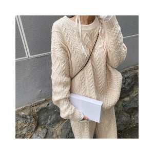 wool cable knit pants