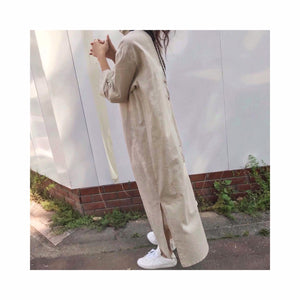 ORIGINAL linen long highneck shirtop