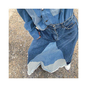 frin denim skirt