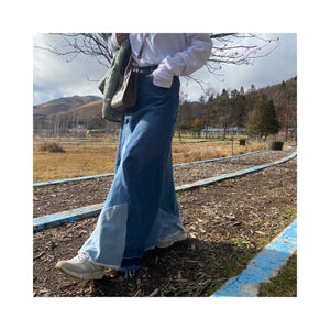 frin denim skirt