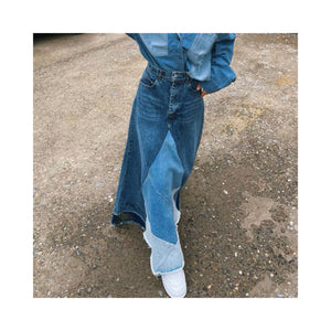 frin denim skirt