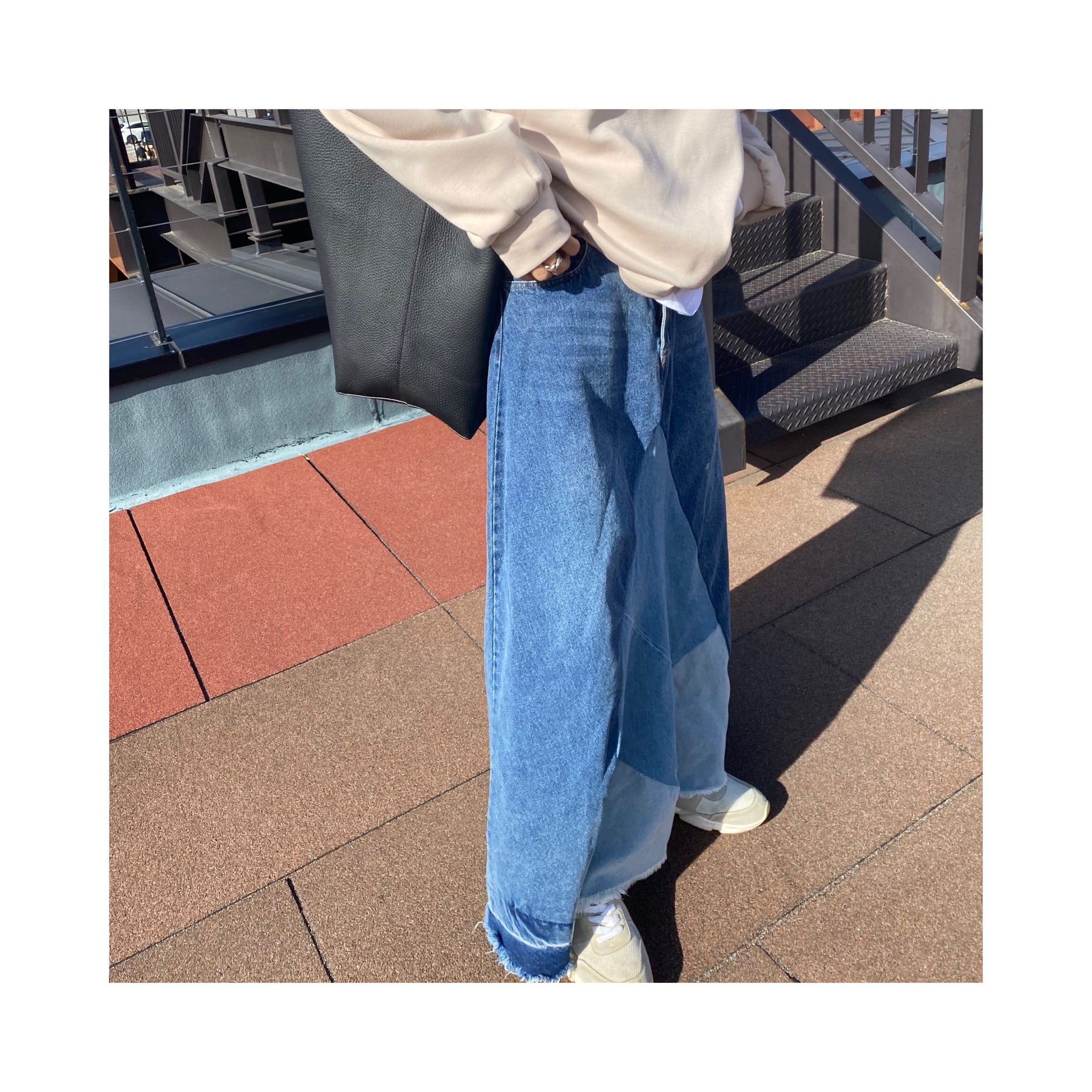 frin denim skirt