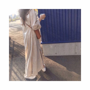 ORIGINAL linen long highneck shirtop